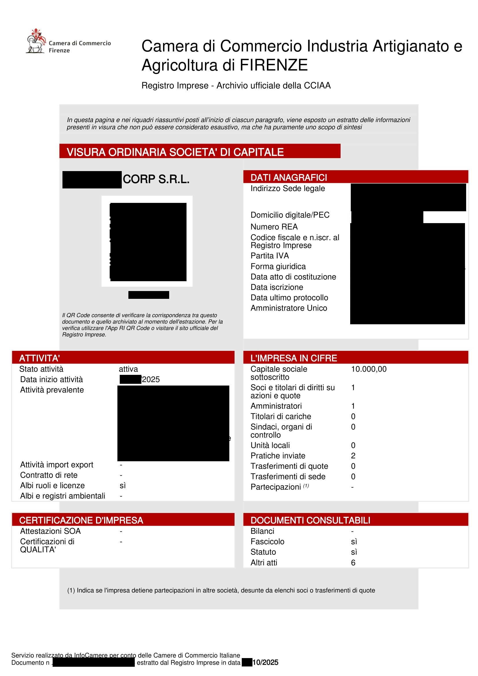 Italian company extract